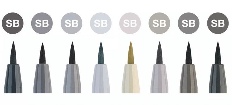 Faber-Castell Pitt Artist Pen Soft Brush Grey Shades Wallet Set Of 8