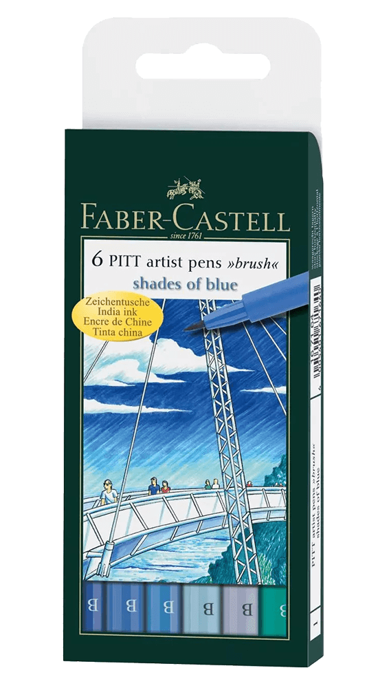 Faber-Castell Pitt Artist Pen Sky Blue Wallet Set Of 6
