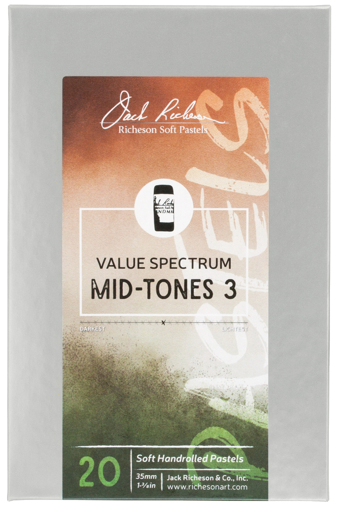 Richeson Soft Handrolled Pastels Set Of 20 - Color: Value Spectrum Mid-Tones 3