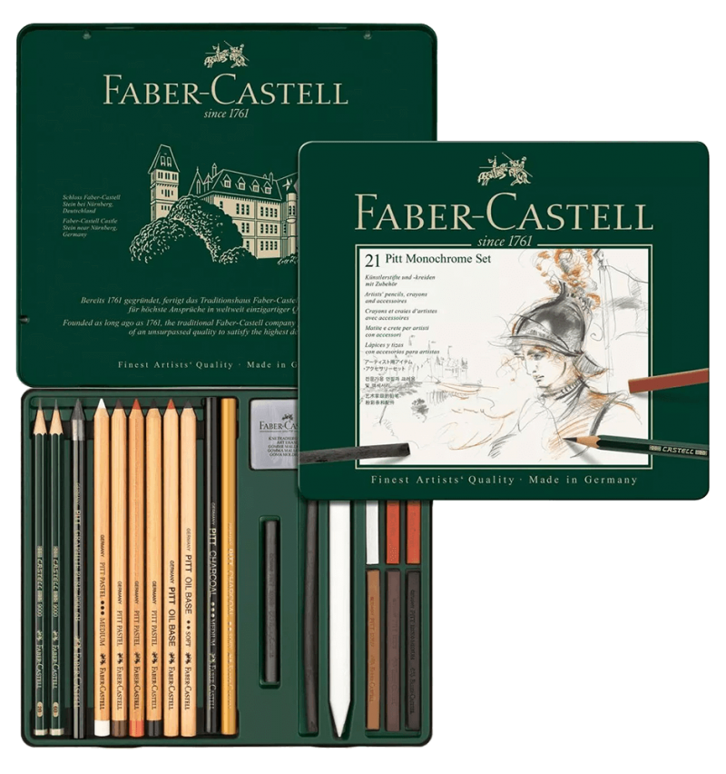 Faber-Castell Pitt Monochrome Tin Set Of 21