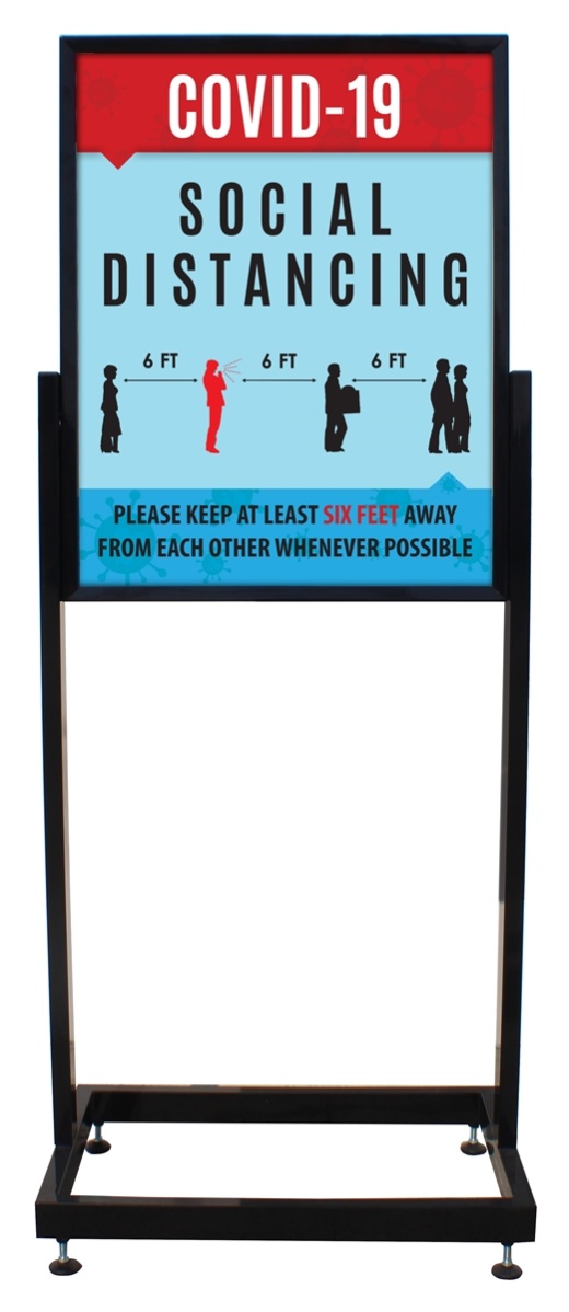 Social Distancing Heavy Duty Poster Sign Holder Floor Stand 22" X 28" With Print
