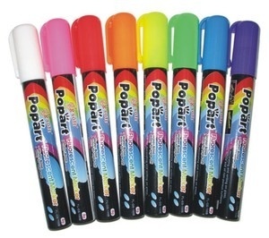 Fluorescent Liquid Chalk Markers Small Bullet Tip - Set Of 8