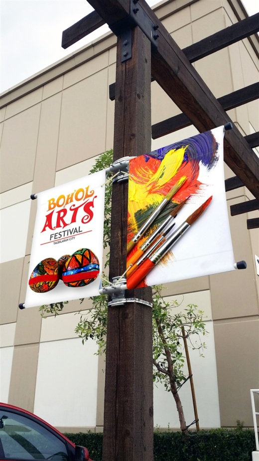 Double Sided Street Pole Banner Bracket 24" with 2 Vinyl Banners