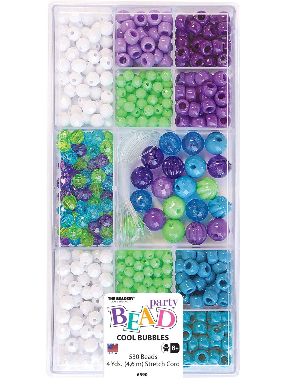 The Beadery 12 Compartment Bead Box-Cool Bubbles; 530 Beads