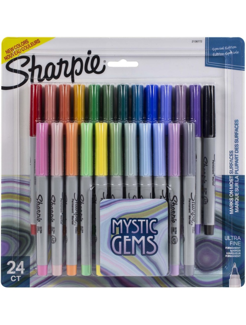 Sharpie Mystic Gems Markers | Fine Bullet Tip | Assorted | 24/Pack