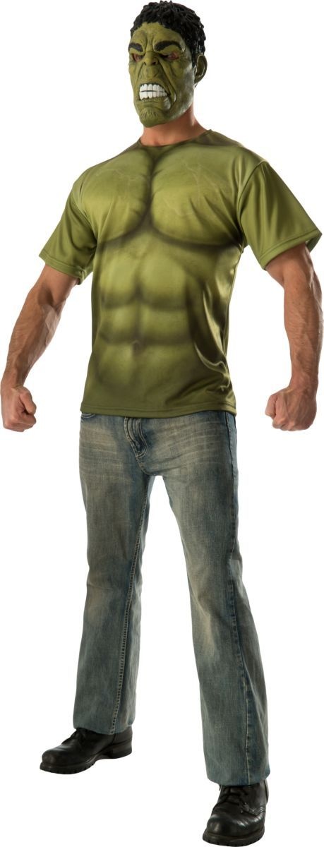 Men's Incredible Hulk Costume Top And Mask Avengers 2 Costume, Medium