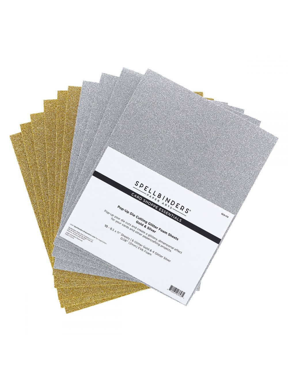 Spellbinders Glitter Foam Sheets 8.5 Inch X11 Inch 10 Per Pkg Gold And  Silver