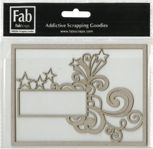 Fabscraps Dc83 008 Kaleidoscope Die Cut Chipboard Shape Filigree Tag Grey