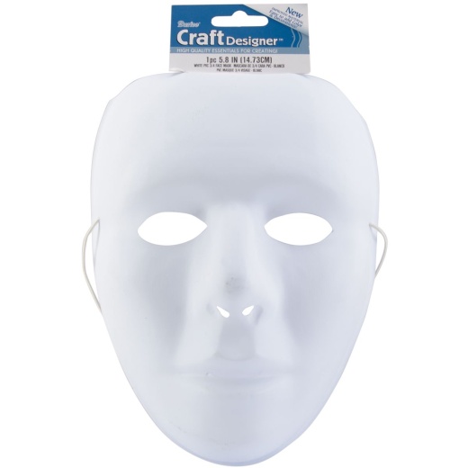 Pvc Full Face Mask Form 9.75 Inch White - Darice Crafts AC