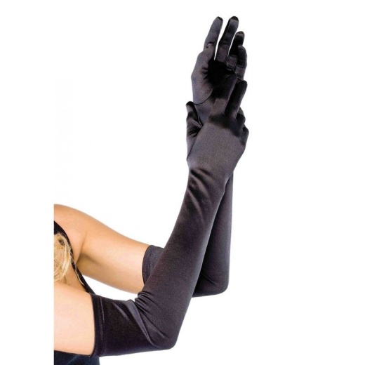 Leg Avenue Women's Long Satin Gloves in Black - One Size