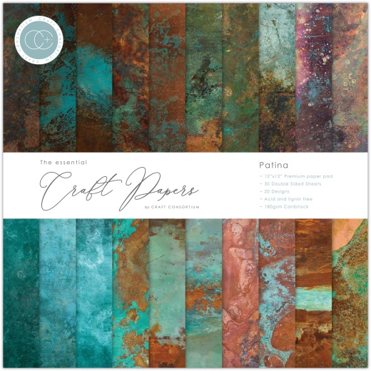 Craft Consortium Double-Sided Paper Pad 12 X 12 Inch 30 Per Pkg - Patina, 20 Designs