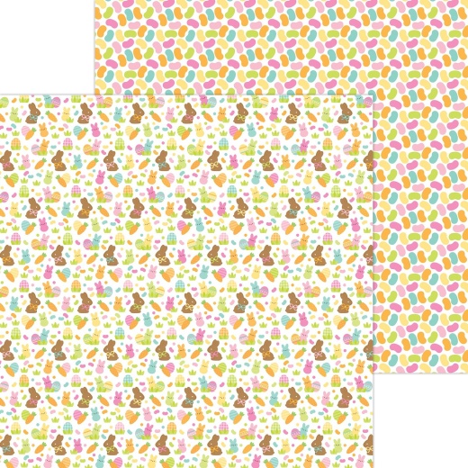 Bunny Hop Double Sided Cardstock 12 Inch X12 Inch Bunnies And Beans(Pack Of 25)