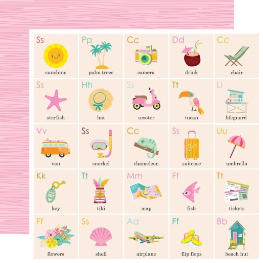 Just Beach Double Sided Cardstock 12 Inch X12 Inch Vacation Days(Pack Of 25)