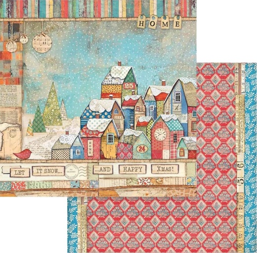 Stamperia Double Sided Cardstock 12 Inch X12 Inch Houses Christmas Patchwork