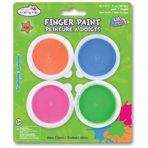 Finger Paint Tubs .7Oz 4 Per Pkg Neon