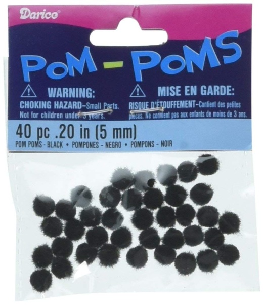 Acrylic Pom Poms Black 5Mm - Darice Crafts AC