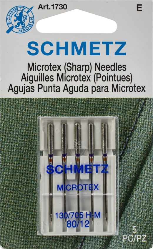 Schmetz Microtex Sharp Machine Needles-Size 12/80 5 Per Pkg