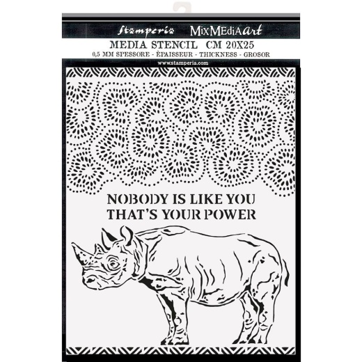 Stamperia Stencil 7.87Inch X9.84Inch Rhino Savana