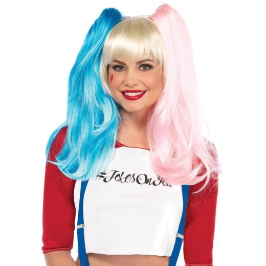 Leg Avenue Blonde Wig With Detachable Pink And Blue Pigtails