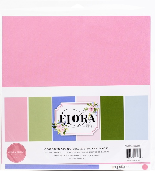 Echo Park Paper Carta Bella Double-Sided Solid Cardstock 12\\"X12\\" 6/Pkg-Flora No. 4, 6 Colors