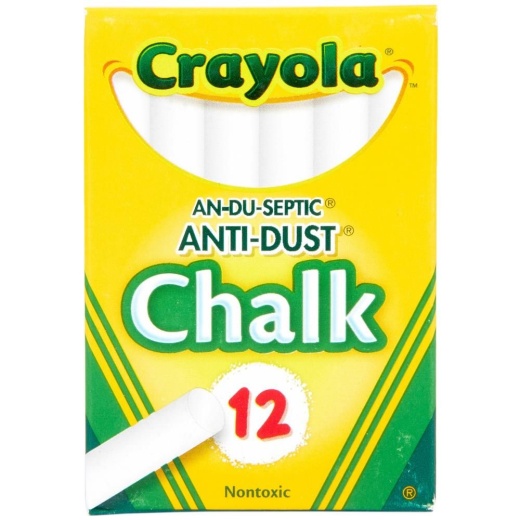 Crayola Anti-Dust Chalk-White 12/Pkg