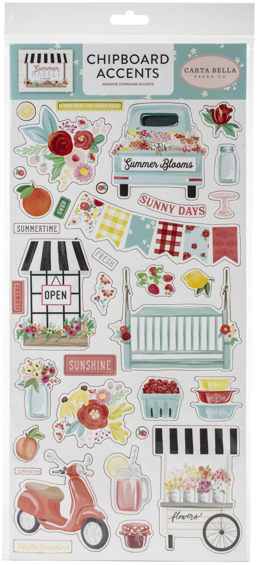 Summer Market Chipboard 6Inchesx13inches-Accents