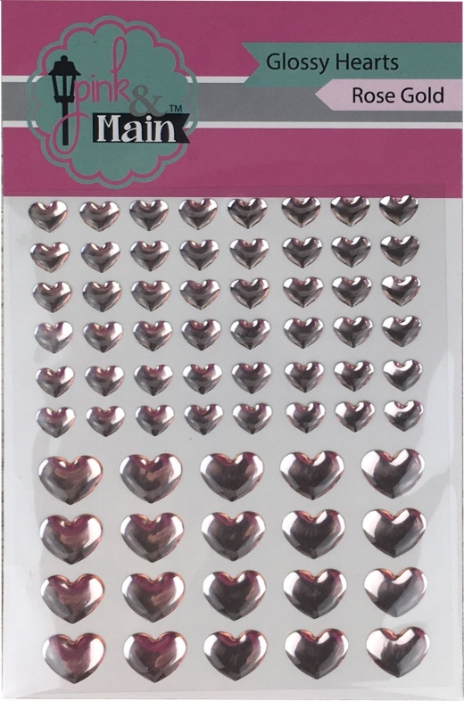 Pink And Main Glossy Adhesive Enamel Hearts 68 Per Pkg Rose Gold