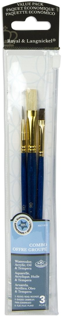 ROYAL LANGNICKEL Camel/Bristle Value Pack Brush Set