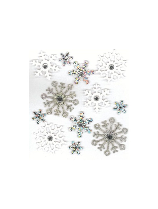 3-D White Glitter Snowflake Stickers