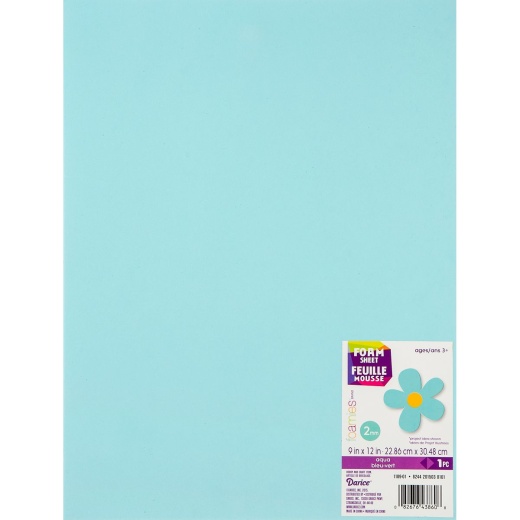 Foam Sheet Aqua 2Mm Thick 9 X 12 Inches - Darice Crafts AC