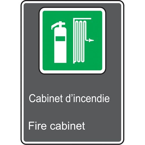Cabinet D'incendie / Fire Cabinet Csa Standard Safety Sign, 14" X 10", Aluminum, Bilingual With Pictogram