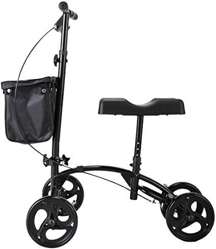 Folding Knee Walker Knee Scooter Crutches Alternative W 4 Wheels For Adults Foot Injuries Black