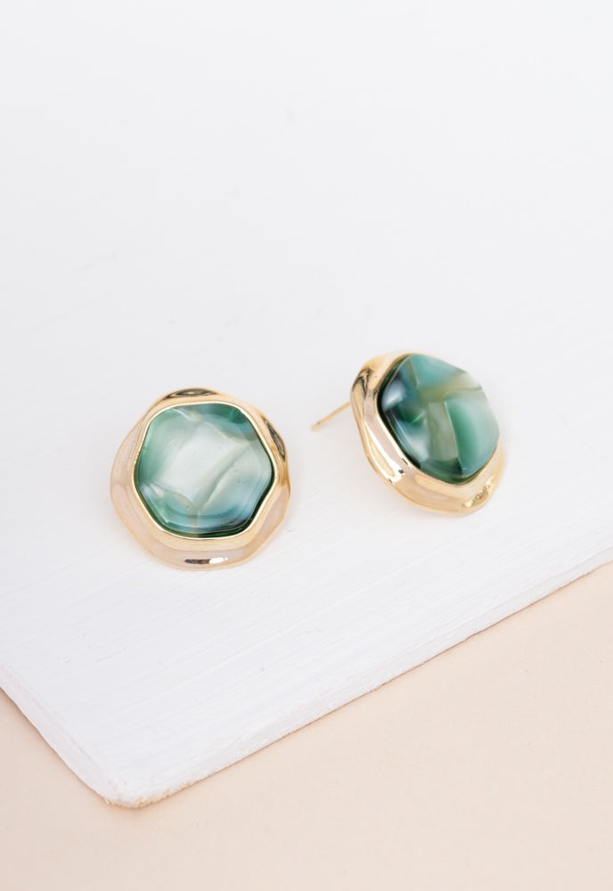 Opulence Opal Studs In Iridescent Emerald