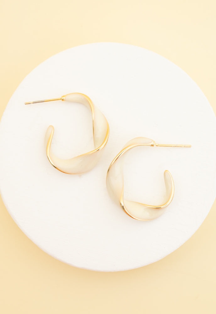 With A Twist Hoops In Ivory