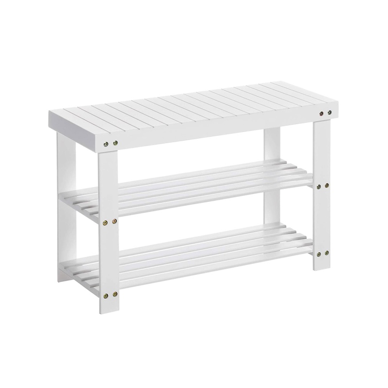 White 3-Tier Bamboo Shoe Storage Rack