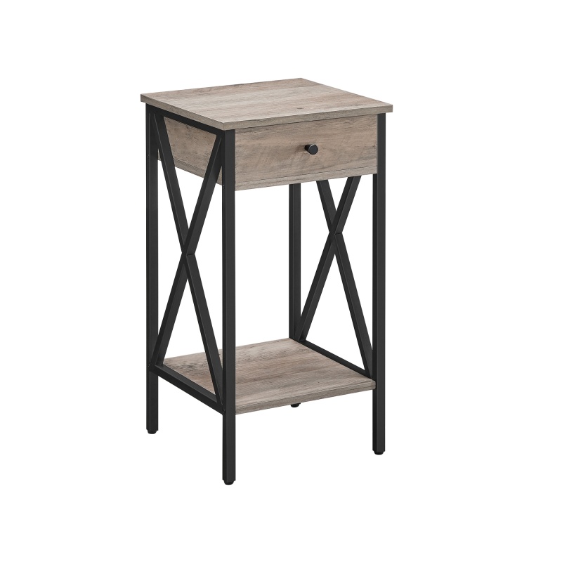 Greige Nightstand Bedside Table With Drawer