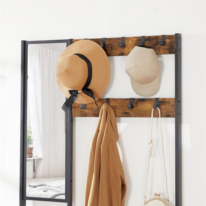 Hall Tree With Hooks And Mirror