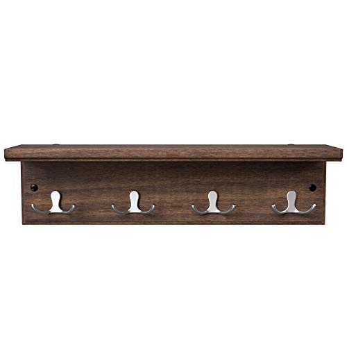 Brown Wall-Mounted Coat Rack With Hooks