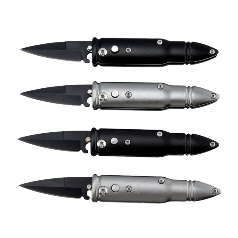 12 Piece Set Of 5.5" Mini Bullet Knife Push Button Spring Assisted Knife