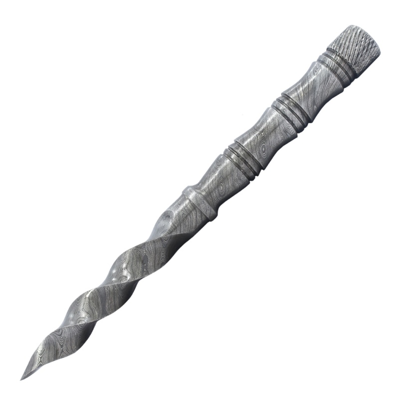 Theboneedge 10" Hand Forged Damascus Kris Blade Custom Handmade Hunting Knife With Sheath