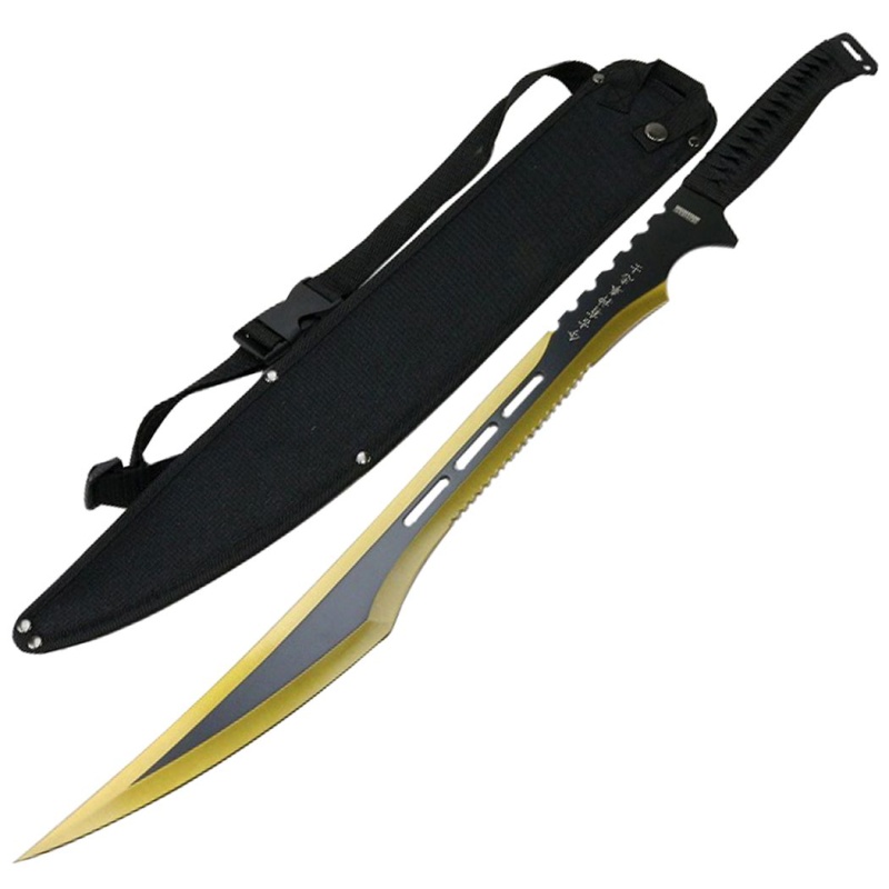 27" Gold Stainless 2 Tone Blade Sword With Sheath