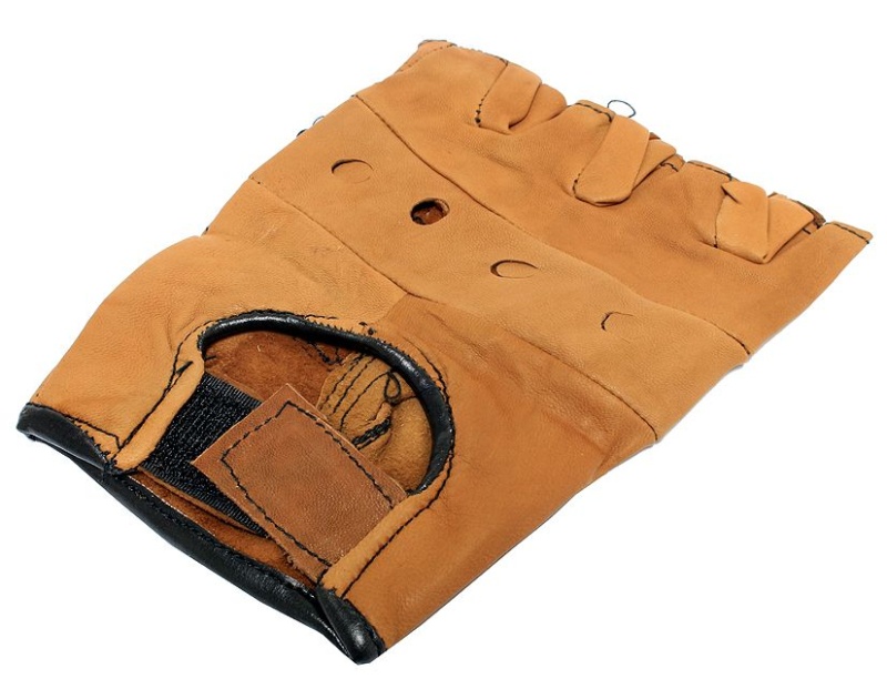 Light Brown Leather Fingerless Gloves