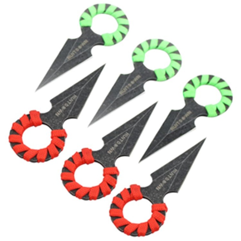 4" Red & Green Rope Wrapped Throwing Knives