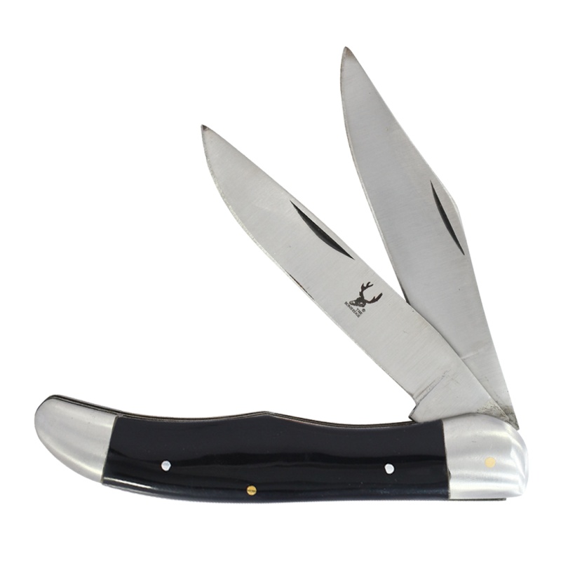 Theboneedge 9.5" Practical Dual-Bladed Resin Handle Folding Pocket Knife With Leather Pouch