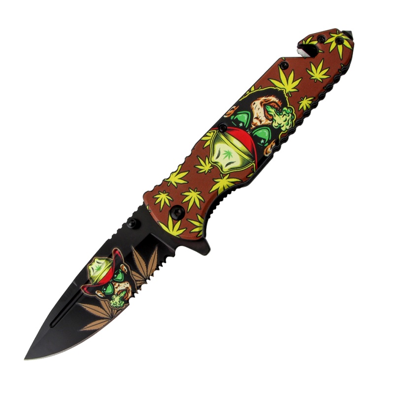 8.5-Inch Monkey Design Spring Assisted Folding Knife