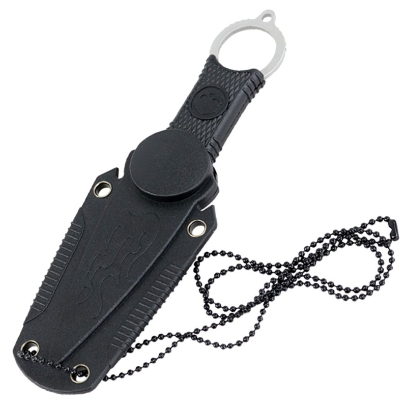 Theboneedge 7" Fixed Blade Tactical Survival Neck Knife With Sheath Black Handle