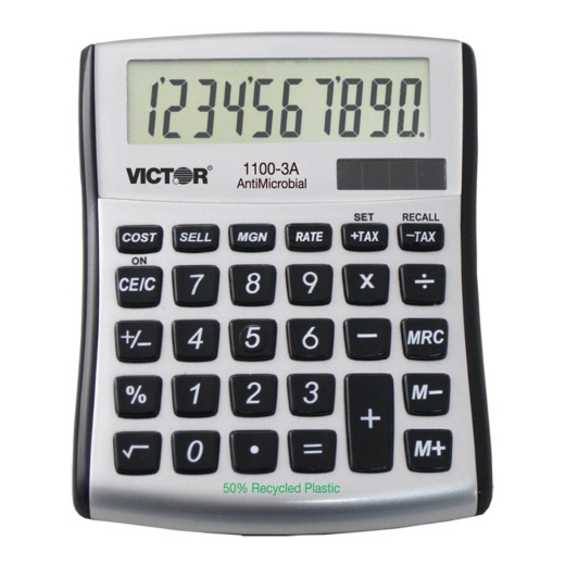 Victor® 10 Digit Desktop Calculator With Built-In Antimicrobial Protection 1100-3a