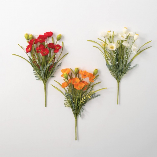 Poppy Pod Bush 3 Asst: Artificial Flowers for Home Decor