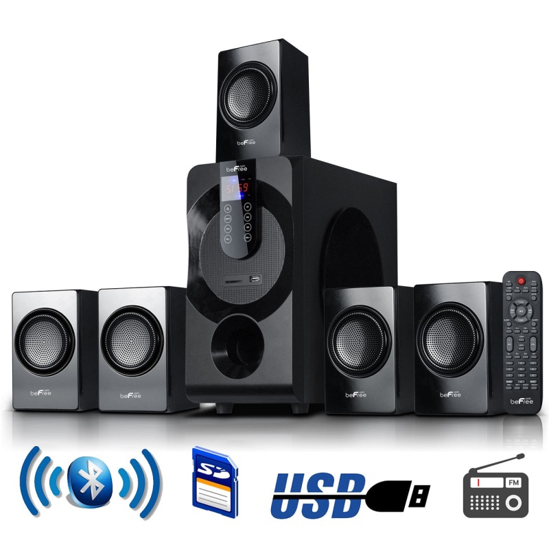 Befree Sound 5.1 Channel Surround Sound Bluetooth Speaker System In Black