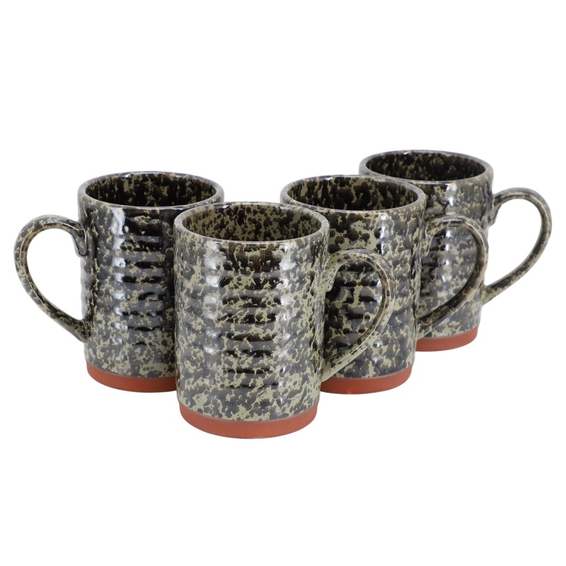 Gibson Home Terra Bella 4 Piece 18.5 Ounce Terracotta Mug Set in Peacock Green